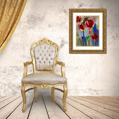 Painterly Tulips I Gold Ornate Wood Framed Art Print with Double Matting by Ferrell, Erin McGee