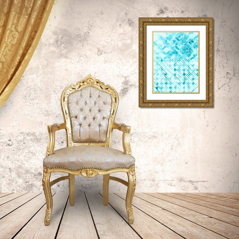 Teal Madras I Gold Ornate Wood Framed Art Print with Double Matting by Lam, Vanna