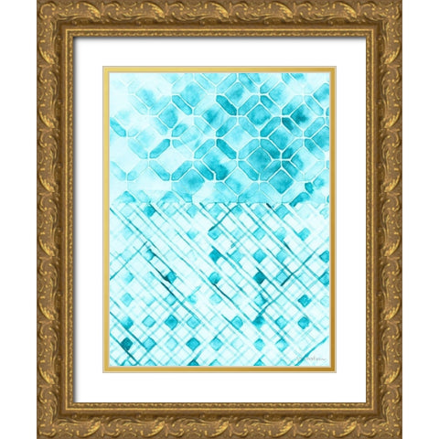 Teal Madras I Gold Ornate Wood Framed Art Print with Double Matting by Lam, Vanna