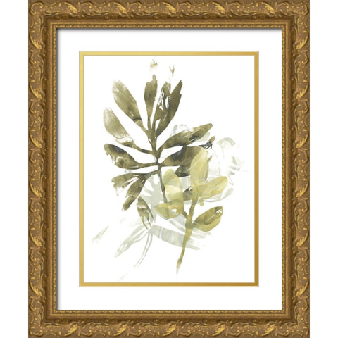 Lichen and Leaves III Gold Ornate Wood Framed Art Print with Double Matting by Vess, June Erica