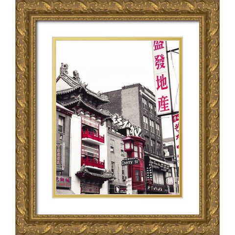Chinatown Reds I Gold Ornate Wood Framed Art Print with Double Matting by Quintero, Sonja