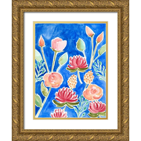 Colorful Array I Gold Ornate Wood Framed Art Print with Double Matting by Moore, Regina