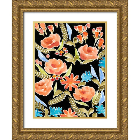 Floral Assembly I Gold Ornate Wood Framed Art Print with Double Matting by Moore, Regina