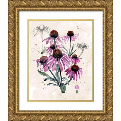 Purple Wildflowers I Gold Ornate Wood Framed Art Print with Double Matting by Parker, Jennifer Paxton