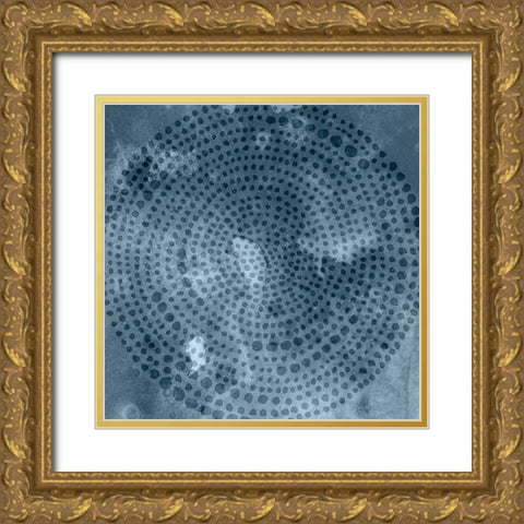 Indigo Wheel I Gold Ornate Wood Framed Art Print with Double Matting by Zarris, Chariklia