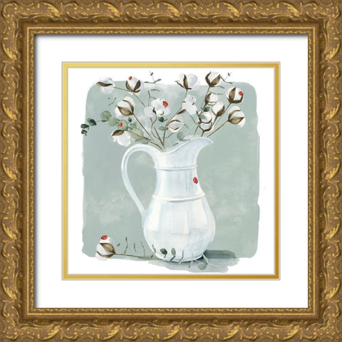 Cotton Bouquet II Gold Ornate Wood Framed Art Print with Double Matting by Parker, Jennifer Paxton