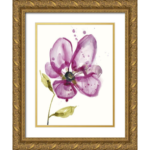 Violet Petals I Gold Ornate Wood Framed Art Print with Double Matting by Goldberger, Jennifer