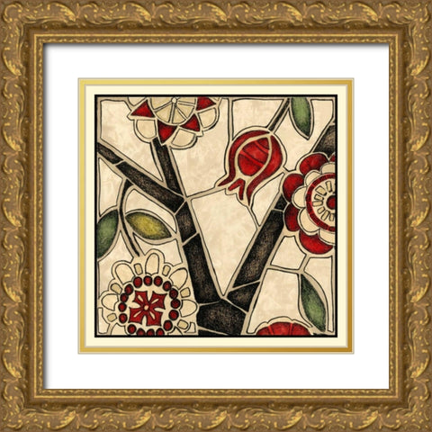 Floral Mosaic I Gold Ornate Wood Framed Art Print with Double Matting by Meagher, Megan