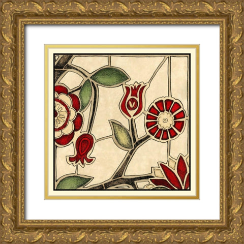 Floral Mosaic II Gold Ornate Wood Framed Art Print with Double Matting by Meagher, Megan