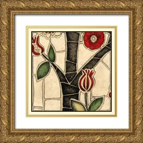 Floral Mosaic III Gold Ornate Wood Framed Art Print with Double Matting by Meagher, Megan