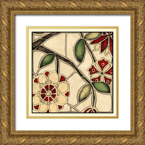Floral Mosaic IV Gold Ornate Wood Framed Art Print with Double Matting by Meagher, Megan