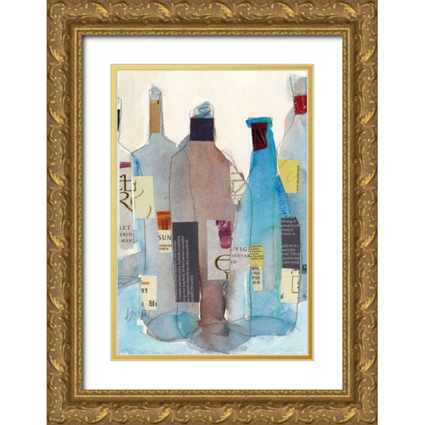 The Wine Bottles I Gold Ornate Wood Framed Art Print with Double Matting by Dixon, Samuel
