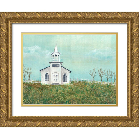 Country Church I Gold Ornate Wood Framed Art Print with Double Matting by Moore, Regina