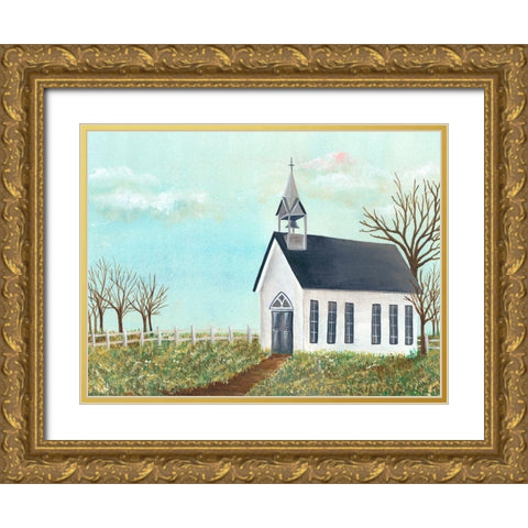 Country Church IV Gold Ornate Wood Framed Art Print with Double Matting by Moore, Regina