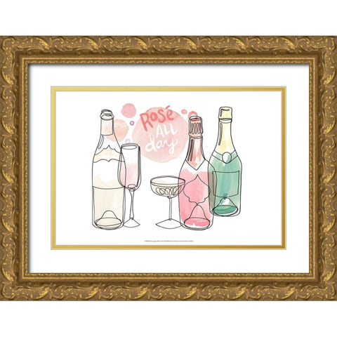 Champagne Wishes  II Gold Ornate Wood Framed Art Print with Double Matting by Parker, Jennifer Paxton