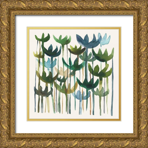 Green Garden I Gold Ornate Wood Framed Art Print with Double Matting by Zarris, Chariklia