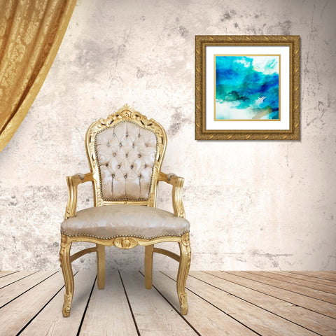 Ephemeral Blue I Gold Ornate Wood Framed Art Print with Double Matting by Jasper, Sisa