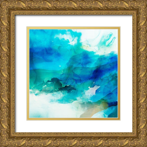 Ephemeral Blue I Gold Ornate Wood Framed Art Print with Double Matting by Jasper, Sisa