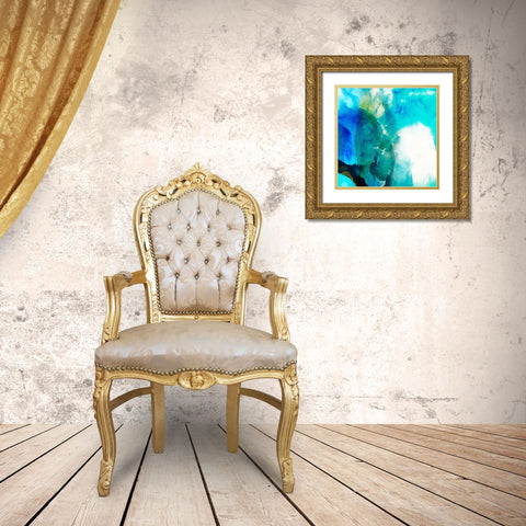 Ephemeral Blue II Gold Ornate Wood Framed Art Print with Double Matting by Jasper, Sisa