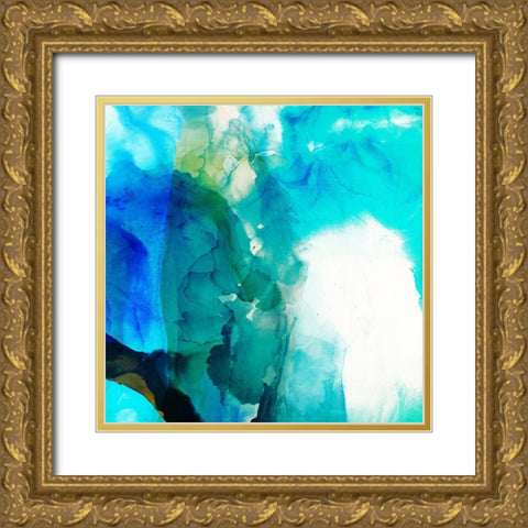 Ephemeral Blue II Gold Ornate Wood Framed Art Print with Double Matting by Jasper, Sisa