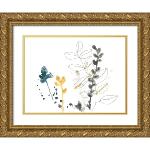 Navy Garden Inspiration VIII Gold Ornate Wood Framed Art Print with Double Matting by Vess, June Erica