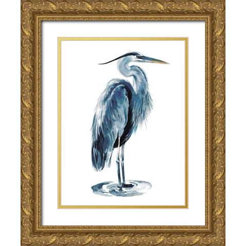 Blue Blue Heron I Gold Ornate Wood Framed Art Print with Double Matting by Parker, Jennifer Paxton