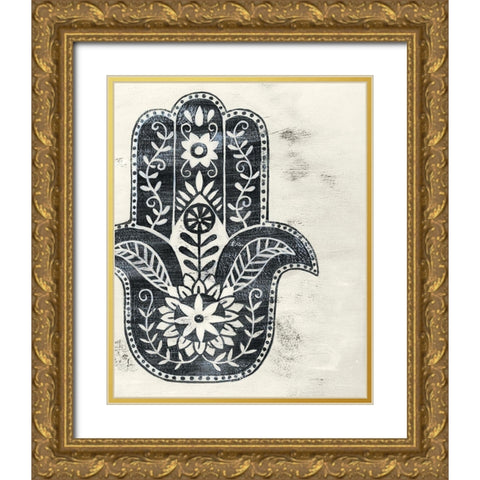 Day Hamsa I Gold Ornate Wood Framed Art Print with Double Matting by Popp, Grace