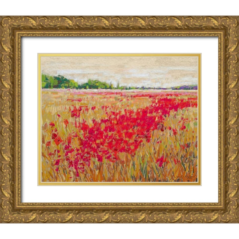 Poppies Evening Light II Gold Ornate Wood Framed Art Print with Double Matting by Gardner, Jennifer