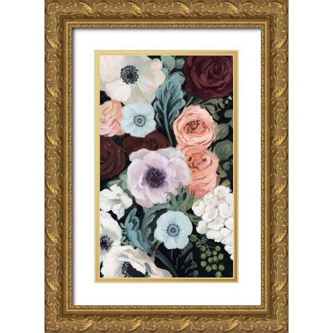Floral Nocturne II Gold Ornate Wood Framed Art Print with Double Matting by Borges, Victoria