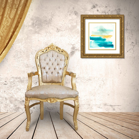 Liquid Horizon II Gold Ornate Wood Framed Art Print with Double Matting by Goldberger, Jennifer