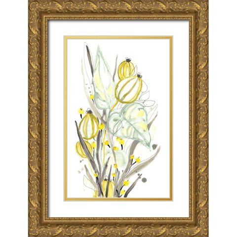 Ethereal Citron I Gold Ornate Wood Framed Art Print with Double Matting by Vess, June Erica