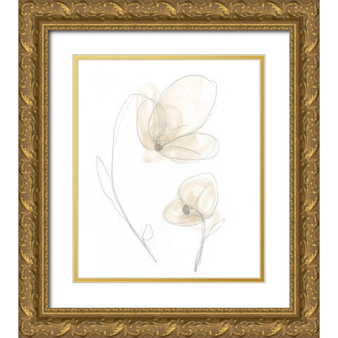 Garden Gestures V Gold Ornate Wood Framed Art Print with Double Matting by Vess, June Erica