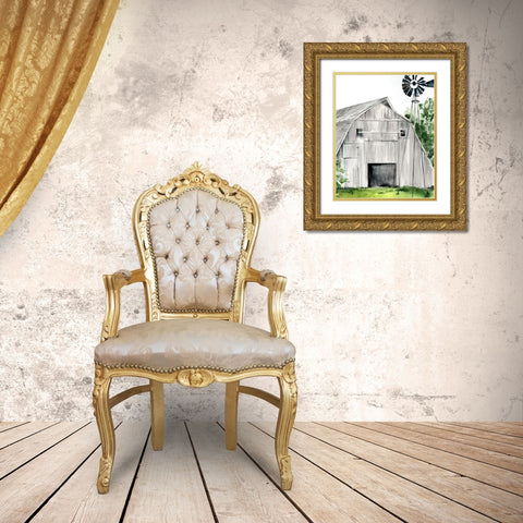 Weathered Barn II Gold Ornate Wood Framed Art Print with Double Matting by Parker, Jennifer Paxton