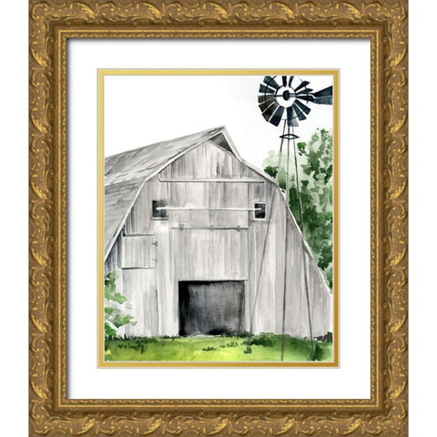 Weathered Barn II Gold Ornate Wood Framed Art Print with Double Matting by Parker, Jennifer Paxton