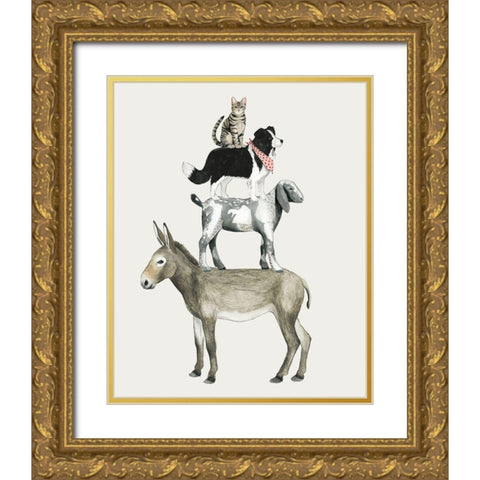 Farmland Family II Gold Ornate Wood Framed Art Print with Double Matting by Popp, Grace