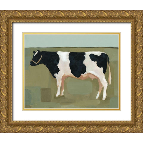 Custom Bovine Portrait II Gold Ornate Wood Framed Art Print with Double Matting by Scarvey, Emma