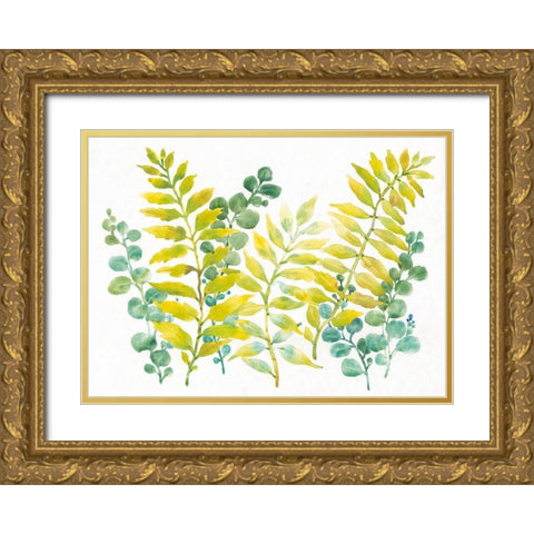 Mixed Greenery II Gold Ornate Wood Framed Art Print with Double Matting by OToole, Tim