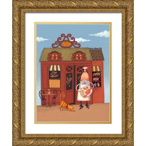 Cafe Chef III Gold Ornate Wood Framed Art Print with Double Matting by Eisner, Viv