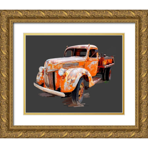 Vintage Truck V Gold Ornate Wood Framed Art Print with Double Matting by Kalina, Emily