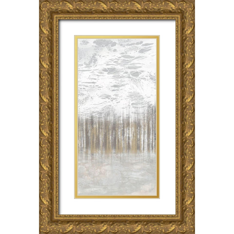 Neutral Staggered Lines II Gold Ornate Wood Framed Art Print with Double Matting by Goldberger, Jennifer