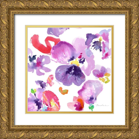 Watercolor Flower Composition III Gold Ornate Wood Framed Art Print with Double Matting by Evelia Designs