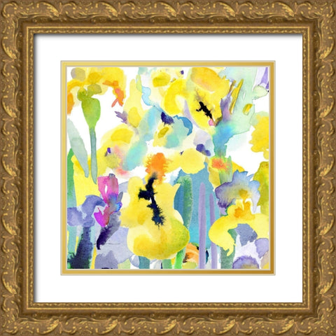 Watercolor Flower Composition VI Gold Ornate Wood Framed Art Print with Double Matting by Evelia Designs