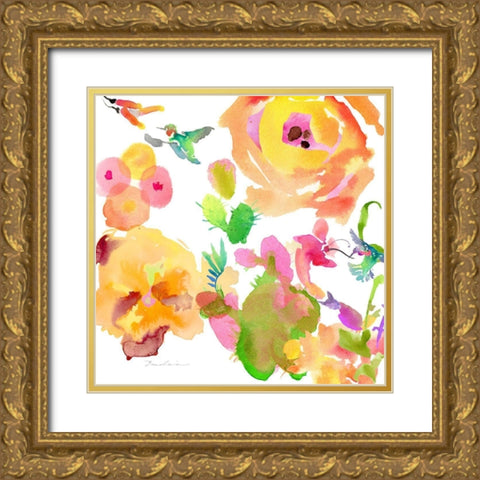 Watercolor Flower Composition VIII Gold Ornate Wood Framed Art Print with Double Matting by Evelia Designs