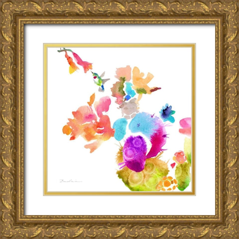 Watercolor Flower Composition IX Gold Ornate Wood Framed Art Print with Double Matting by Evelia Designs