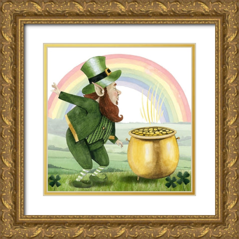 Leprechauns Rainbow II Gold Ornate Wood Framed Art Print with Double Matting by Popp, Grace