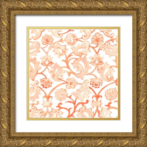 Bohemian Textile III Gold Ornate Wood Framed Art Print with Double Matting by Vess, June Erica