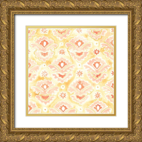 Bohemian Textile V Gold Ornate Wood Framed Art Print with Double Matting by Vess, June Erica
