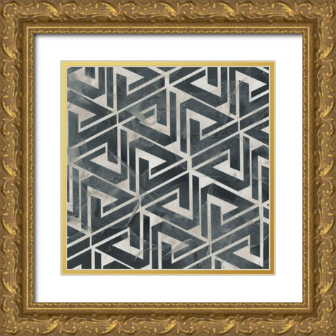 Neutral Tile Collection II Gold Ornate Wood Framed Art Print with Double Matting by Vess, June Erica