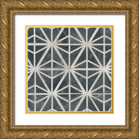 Neutral Tile Collection VII Gold Ornate Wood Framed Art Print with Double Matting by Vess, June Erica