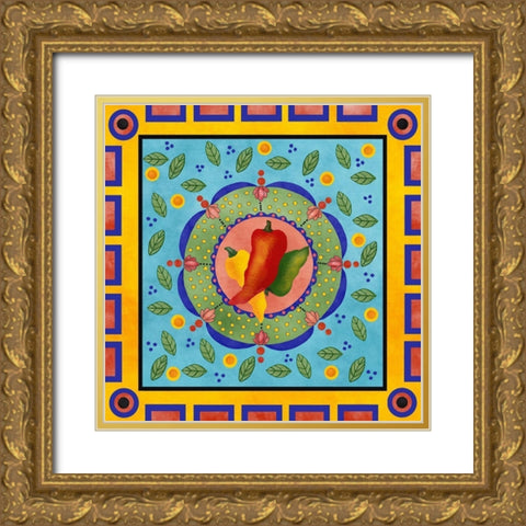 Spanish Peppers I Gold Ornate Wood Framed Art Print with Double Matting by Reynolds, Jade